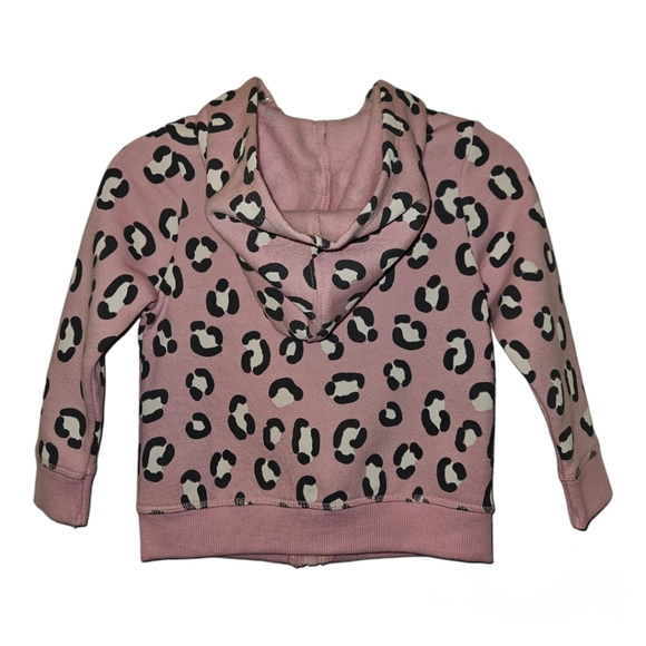 Pink Leopard Print Zip Up Sweatshirt Hoodie Jacket - Picture 3 of 6